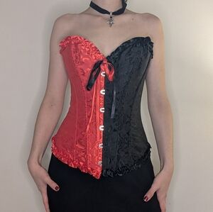 Red and Black Brocade Corset